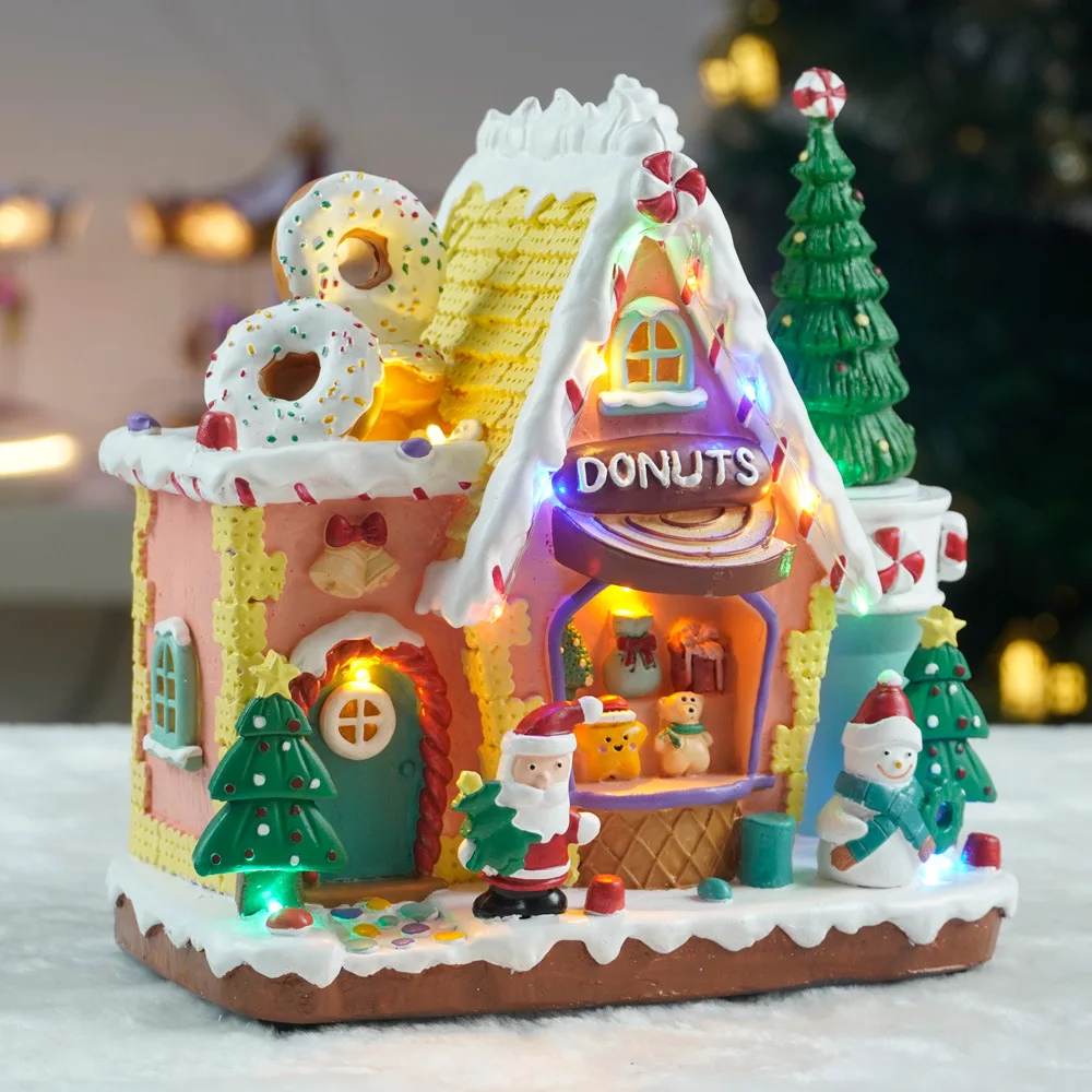 Christmas gingerbread music house crafts ornament rotating  tree gift box