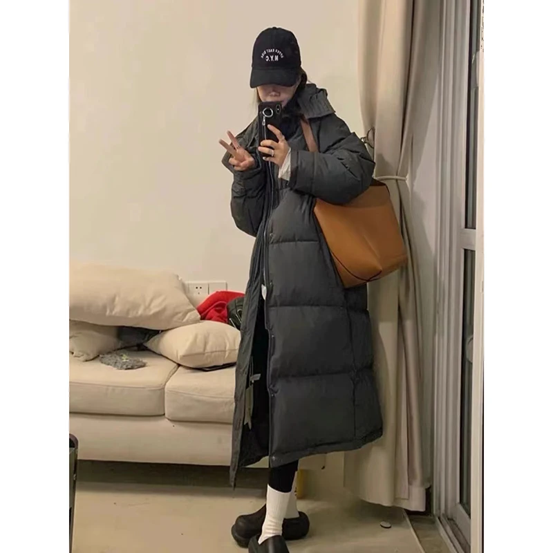 Women Down Jacket Winter Coat Female Long Parkas Loose Large Size Thick Warm Outwear Fashion Simplicity Hooded Cotton Overcoat