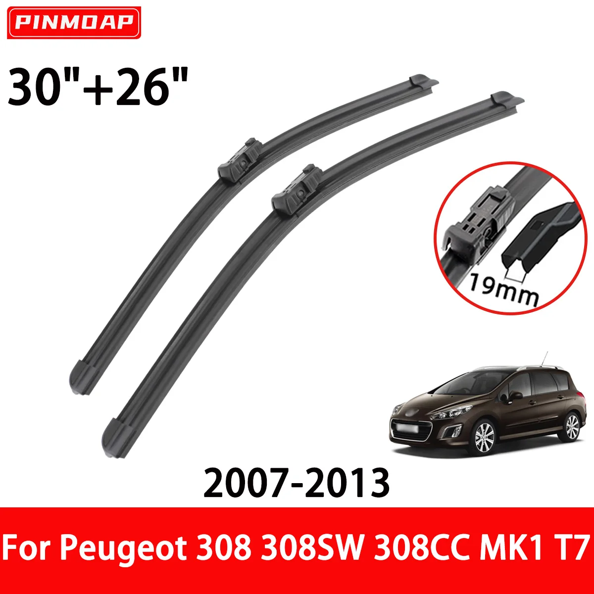 

Автомобильный передний стеклоочиститель подходит для Peugeot 308 308SW 308CC MK1 T7 2007-2013, комплект переднего стеклоочистителя автомобиля 30 "+ 26" автомобильные аксессуары