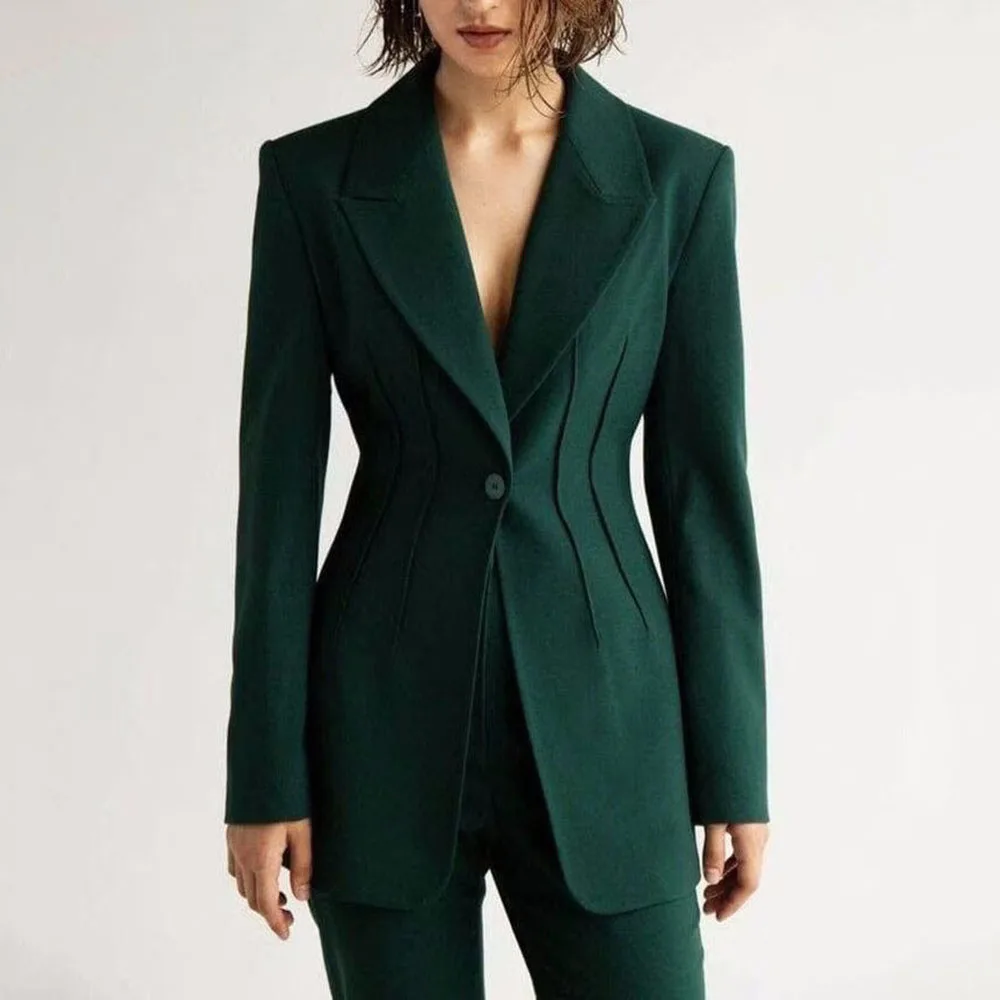 Women\'s Green Suit Set, 2025 Two Piece Suit, Top, Wedding Suit, Women\'s Coats，Customized