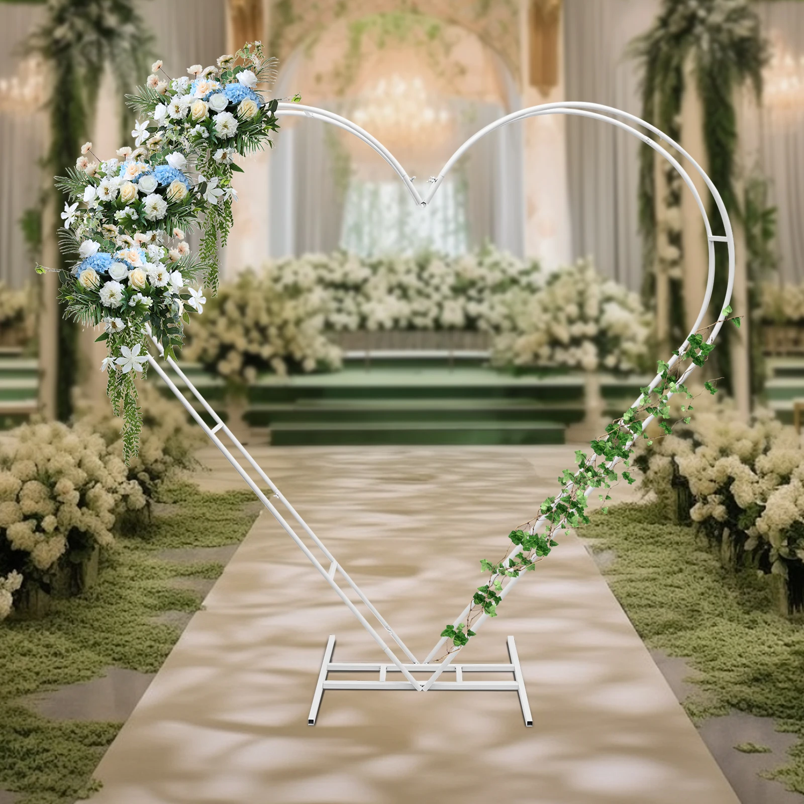 

80.7" White Arch Wedding Decoration Photo Booth Backdrop Stand Lover Arch Outdoor Indoor Garden Arbor Heart Wedding Stand