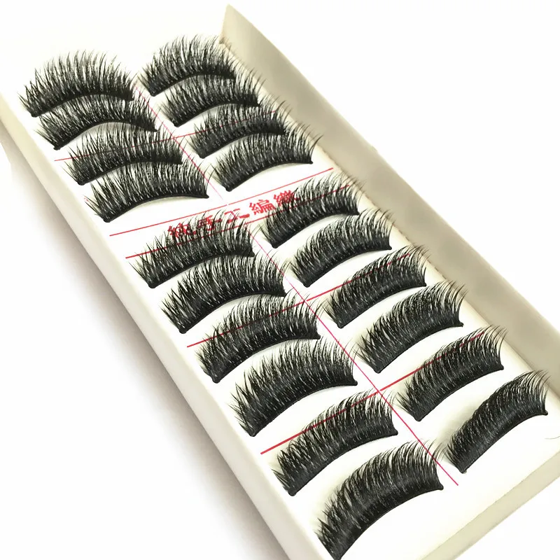 10 Pairs of Taiwan Hand-woven False Eyelashes Natural Thick Cross Eye Lash Soft Handmade Makeup Tool Suppliers