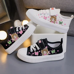 Children's Canvas Shoes Four Seasons White Boys Girls Small White Shoes 3-15 Years Old Black Soft Non-slip Kids Casual Sneakers