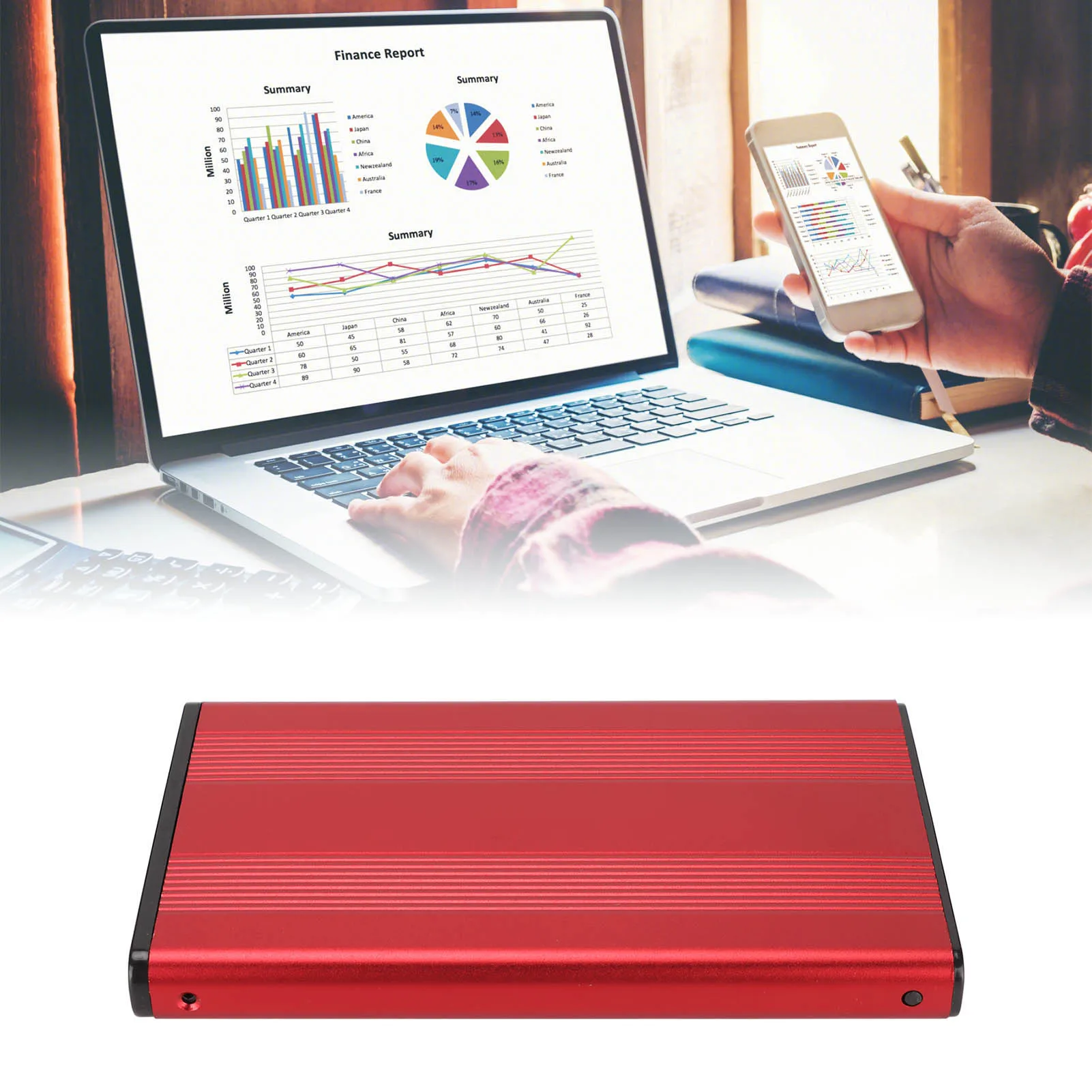 Caja USB3.0 a 2TB de capacidad Caja de disco duro USB3.0 de 2,5 pulgadas antiestática con carcasa de aluminio para OS X para Windows