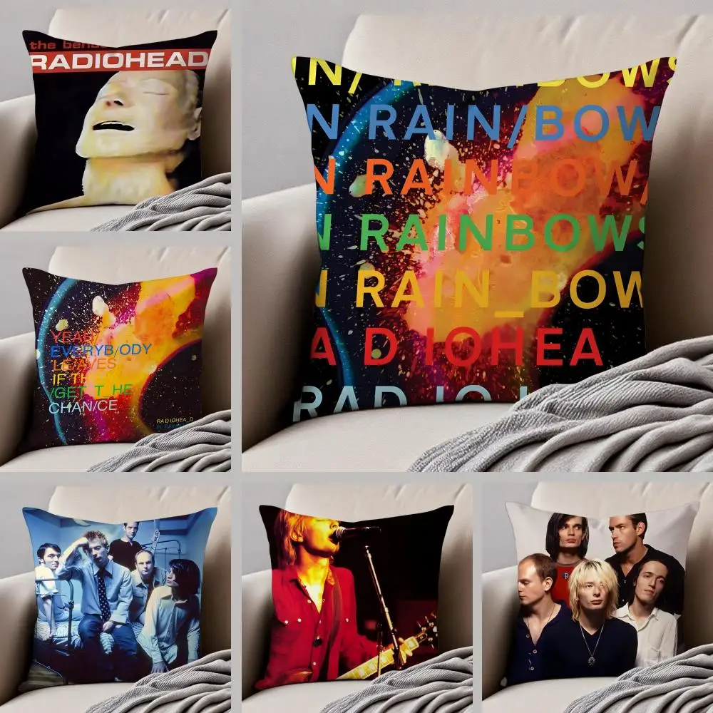 Experimental British Band R-Radiohead Cushion Cover Throw Pillow Cover Hidden Button Durable Polyester Chair Cushion