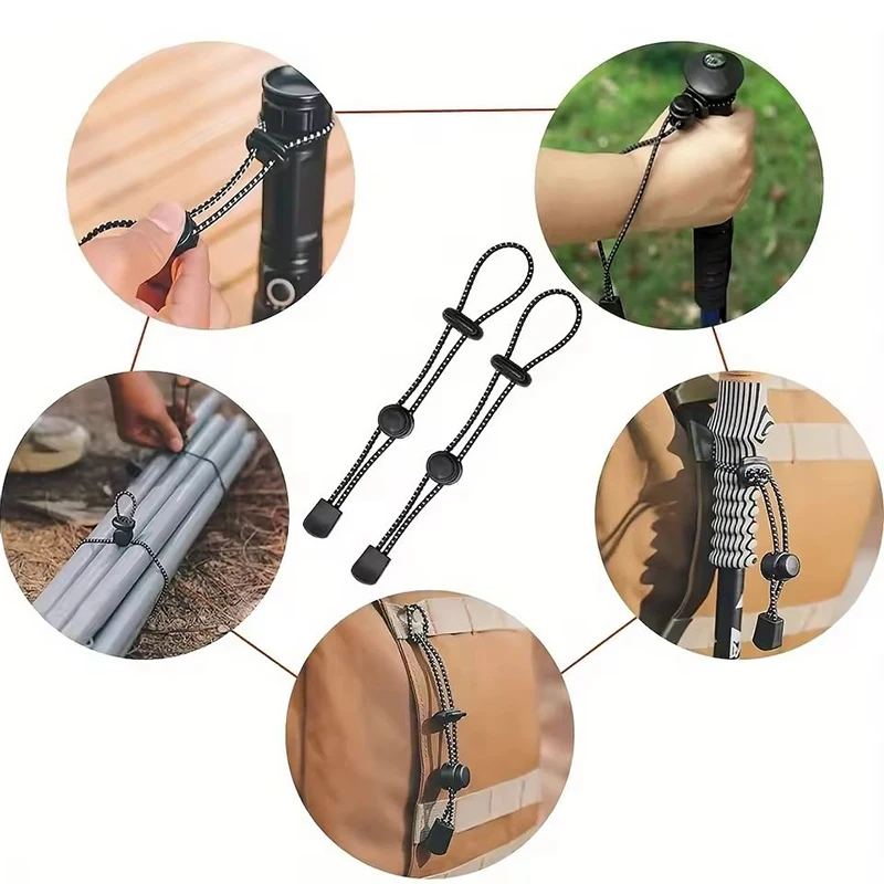2Pcs Trekking Pole Fixing Cord Rope Backpack Walking Stick Holder Strap Small Outdoor Tool for Hiking Camping Mountain Sports