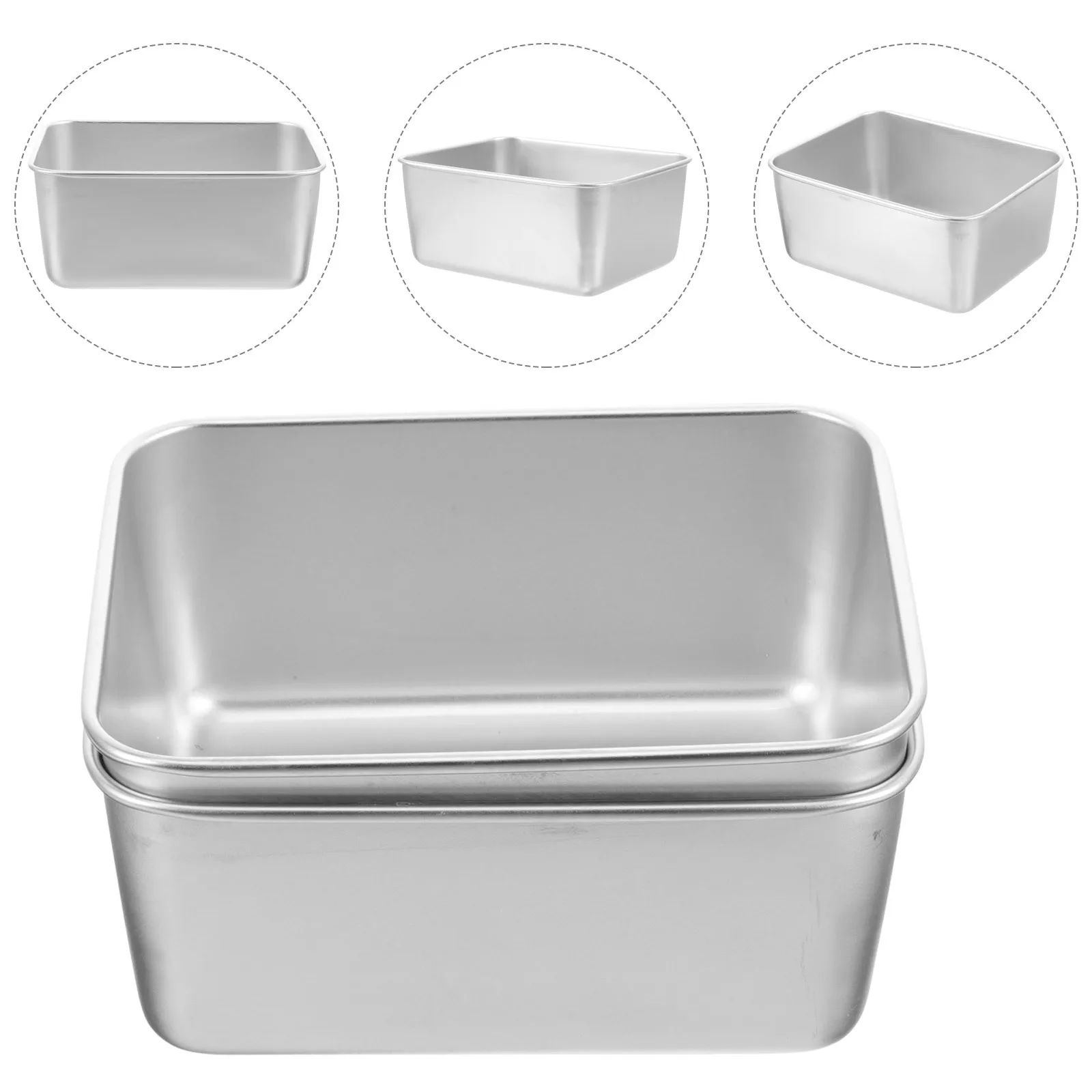 

2pcs Portable Picnic Bowls Stainless Steel Outdoor Food Container Lightweight Camping Soup Bowl Rectangle Bento Box Storage