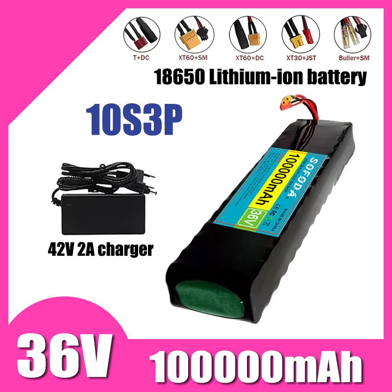 36V 100Ah 10S3P rechargeable lithium-ion battery pack 18650 electric scooter battery with BMS protection board