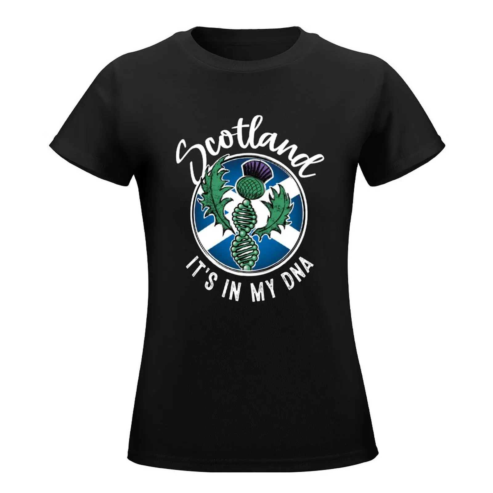 Scotland - It's in my DNA. Scottish thistle with a DNA strand on the flag of Scotland design T-Shirt tees Womens clothing