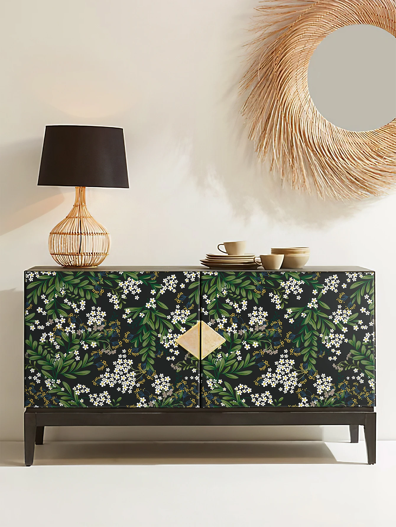 

Самоклеящиеся обои с зеленым листом и цветочным рисунком, милые обои для спальни, ПВХ, водонепроницаемые наклейки на стену, украшение дома