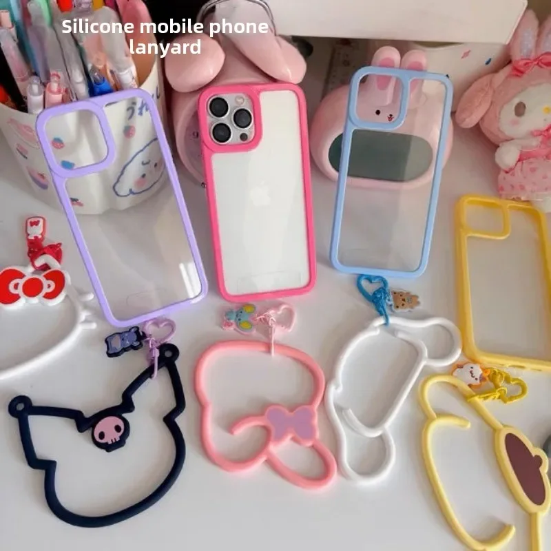 جديد بلدي ميلودي كورومي مرحبا كيتي أنيمي الطرفية الكرتون لطيف الهاتف المحمول مشبك عالية القيمة حلقة سيليكون مكافحة خسر المفاتيح
