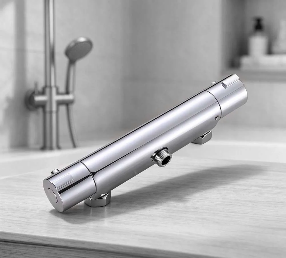 Wall Install Thermostatic Shower Valve for Body in Solid Brass with Electroplating and Left Hot Right Cold Inlet Setup