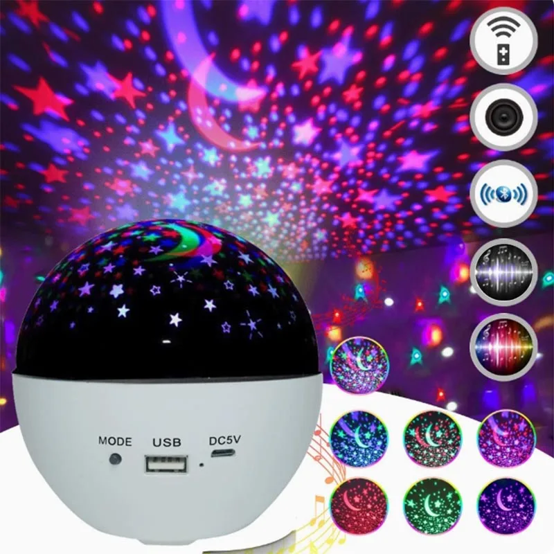 RGB LED السماء المرصعة بالنجوم العارض مع سمّاعات بلوتوث صوت المنشط الضوء المحيط غرفة حفلة ديسكو المرحلة زينة هدية الطفل
