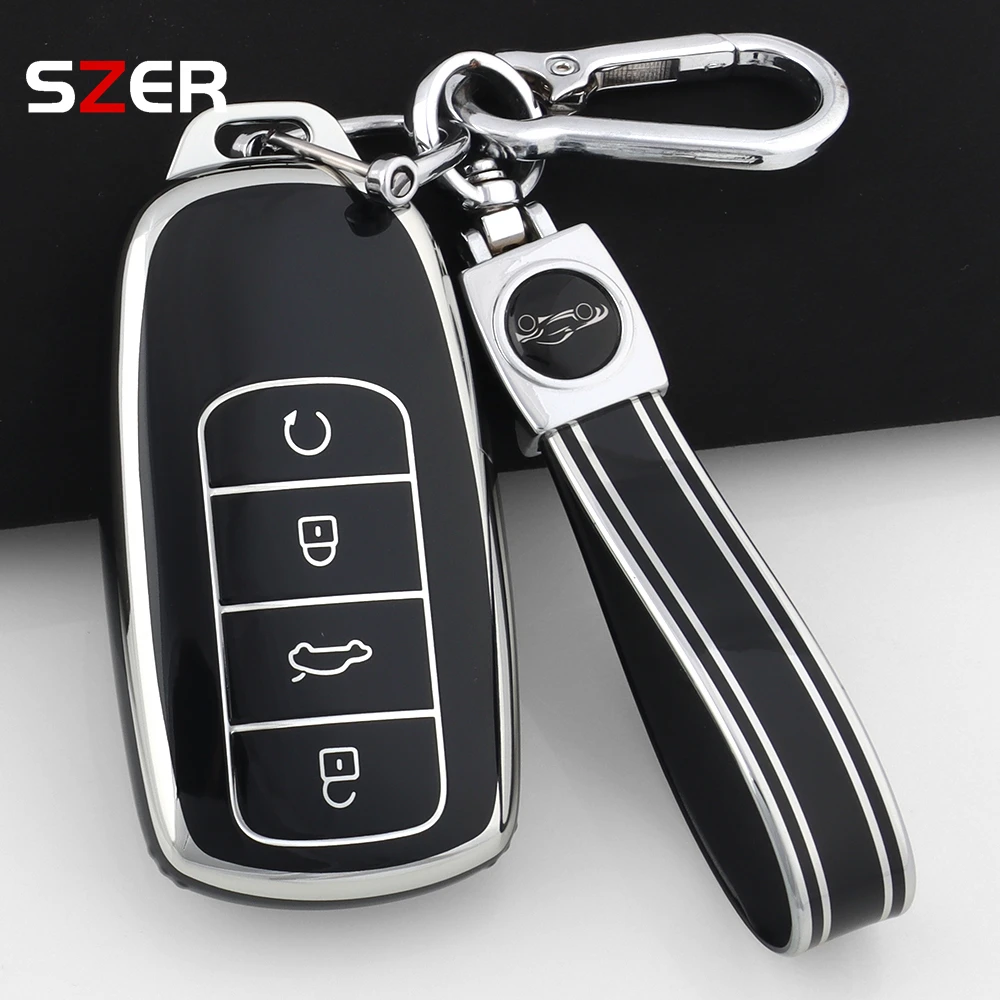 4 BTN TPU Style Car Key Case Cover For Chery Tiggo 8 Pro Tiggo 8plus New 5 Plus 7pro Omoda 5 Protector KeyChain Fob Accessories