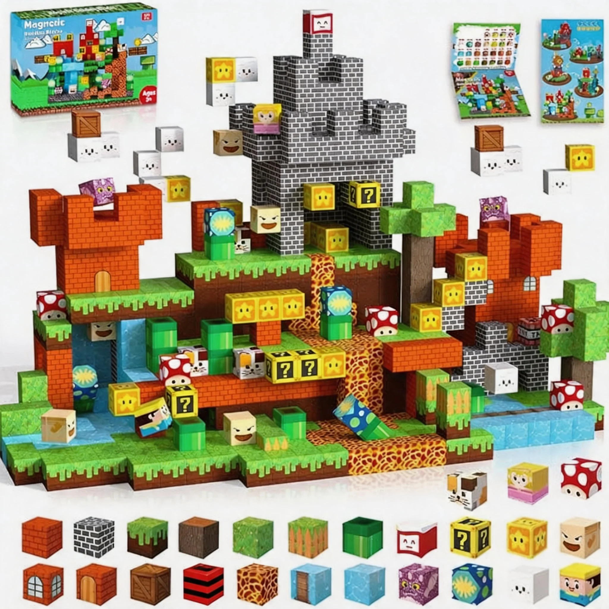 モンテッソーリ磁気ビルディングブロック-150ピース-スタッキングキューブ-感覚教育玩具-男の子-女の子への誕生日プレゼント