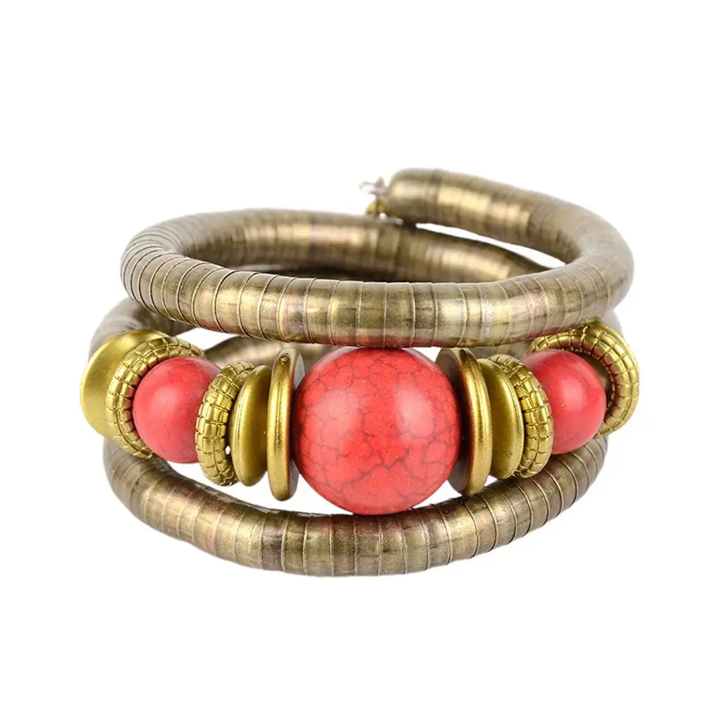 Paduan Gelang Ular Warna Emas Susun Multi Layer Gelang Warna Perak Punk Tiga Lapisan Gelang Perhiasan Aksesoris