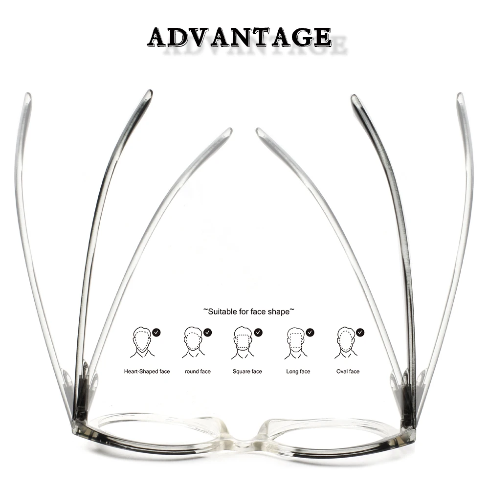 CLASAGA-Lunettes de Lecture Rondes pour Homme et Femme, Monture Transparente, Verres Transparents HD, Dioptrie, 0 -- + 600