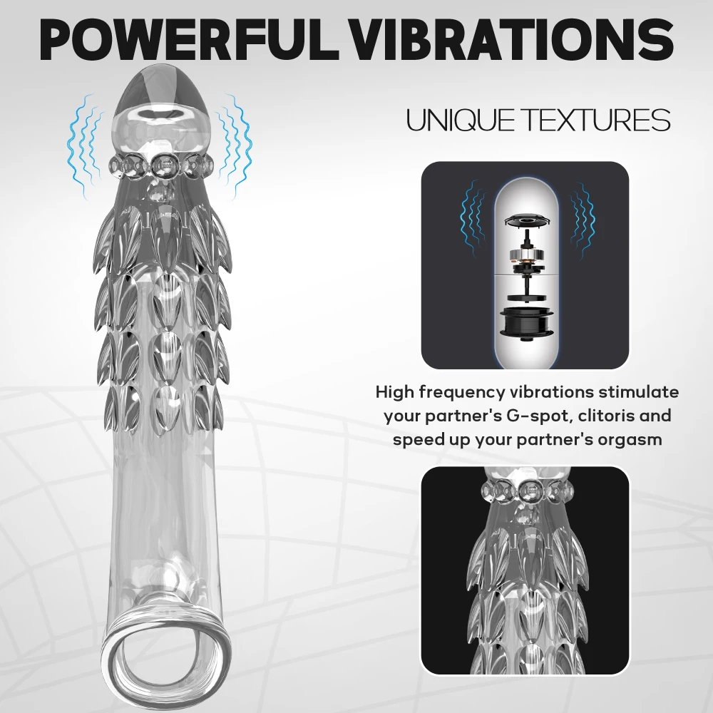 Reusable Cock Ring Vibrator Delay Condom Penis Sleeve Extension Extend Dildo Adult Anal Plug Sex Toys For Men For Women Sex Toys