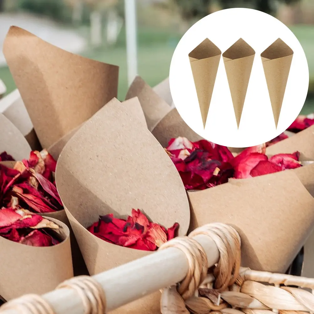 

120pcs Flower Cones Confetti Cones Wedding Confetti Petal Cones flower bouquet making Kraft Paper candy box Wedding party Favors