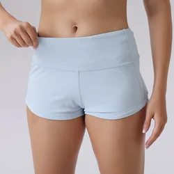 Short de yoga taille haute pour femme, short de fitness Sportedly, drapé respirant, soyeux, hanche, pêche, été, 2.5 po