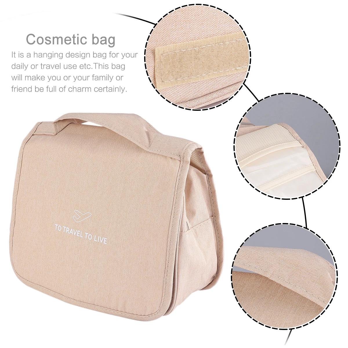 

Stylish Hanging Toiletry Bag Large Capacity Storage For Women Lightweight Travel Makeup Pouch Eye-Catching Design