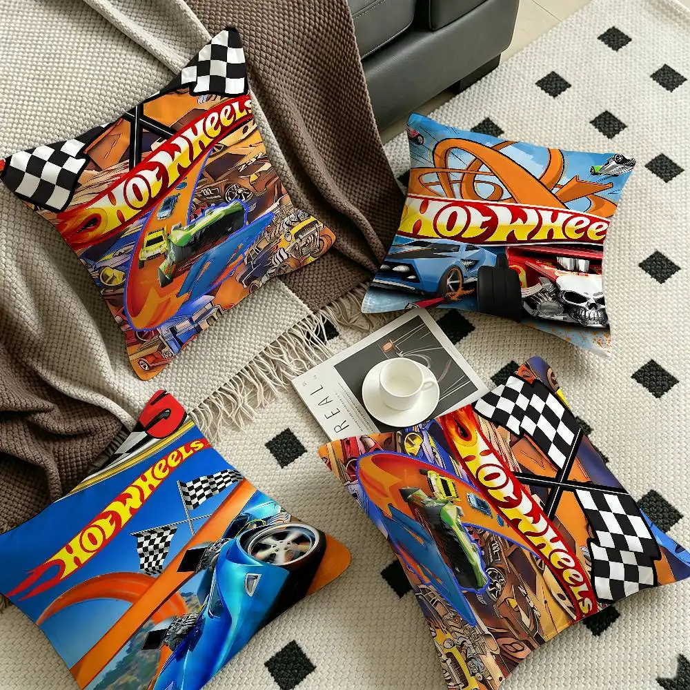 Hot W-Wheels Pillow Covers Cartoon Sofa Decorative Home Double-sided Printing Short Plush Cute Cushion Cover