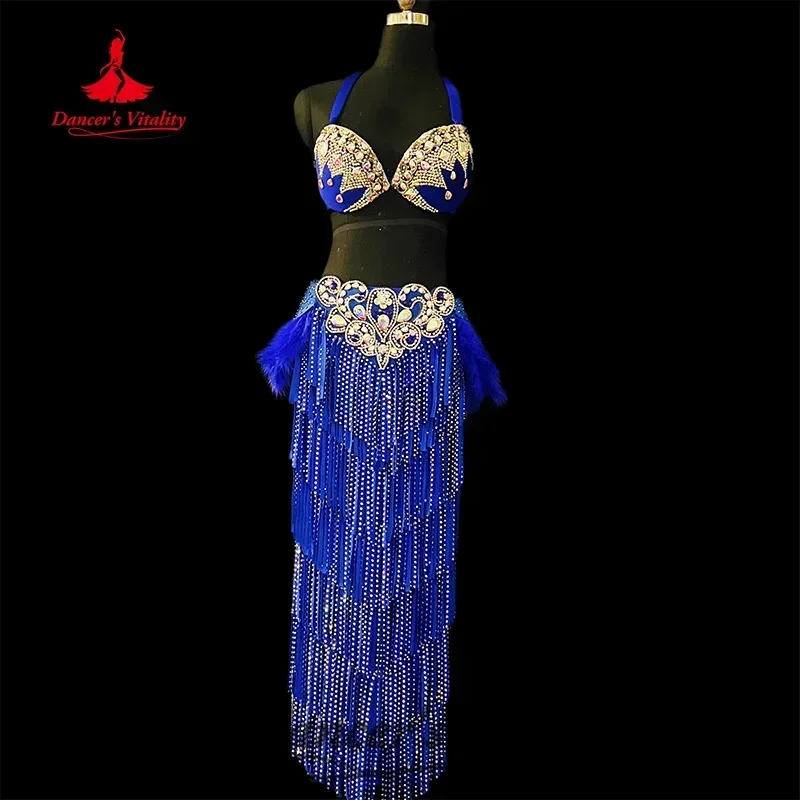 Belly Dancing Costume for Women Customized High-end Luxury Rhinestone Tassel Performance Set Oriental Dance Competition Clothing