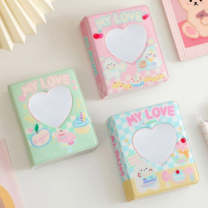 New Sweet 3inch Photocard Holder Hollow Love Heart Love Kpop Album Collect Book 32/40pockets Idol Cards Sleeves Cute Stationary