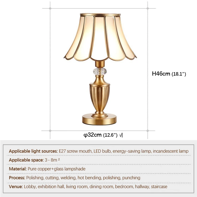 TYLA Contemporary Brass Gold Table Lamp LED Creative Simple Luxury Glass Desk Lights Copper For Home Study Bedroom