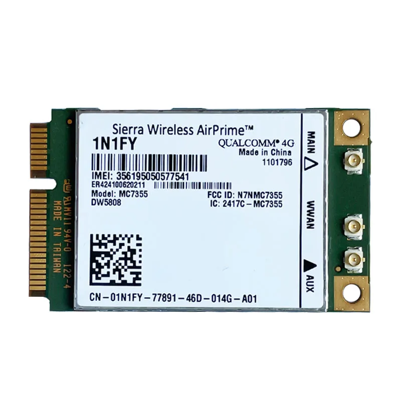 Wireless Airprime MC7355 PCIe LTE / HSPA + GPS 100Mbps Card 1N1FY DW5808  4G Module for 1900/2100/850/70