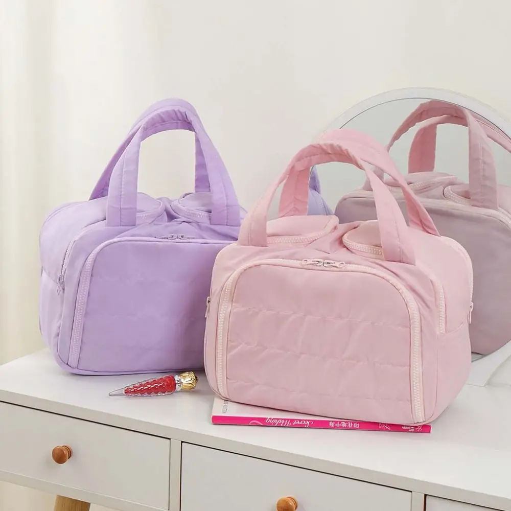 

Portable Handle Travel Toiletry Bag Lightweight Large Capacity Makeup Bag Fluffy Partitioned Travel Storage Case Outdoor