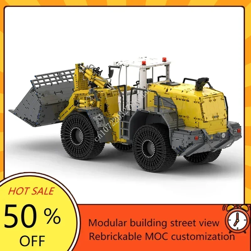 L586 Bulldozer pneumático Blocos de Construção Enorme Carregadeira, Empilhadeira, Kits de Modelo de Veículo de Engenharia, Brinquedo de Alta Tecnologia, Novo