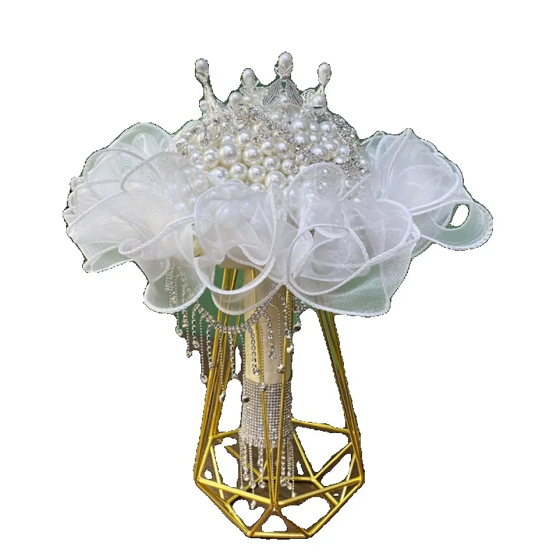 

Queen's Scepter Bridal Wedding Bouquet Pearl Crystal Diamond Wedding Dress Studio Knot Shooting Material Package Finished Produc
