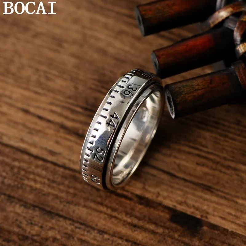 

BOCAI NEW S925 Серебряное модное индивидуальное градуированное кольцо, вращающееся