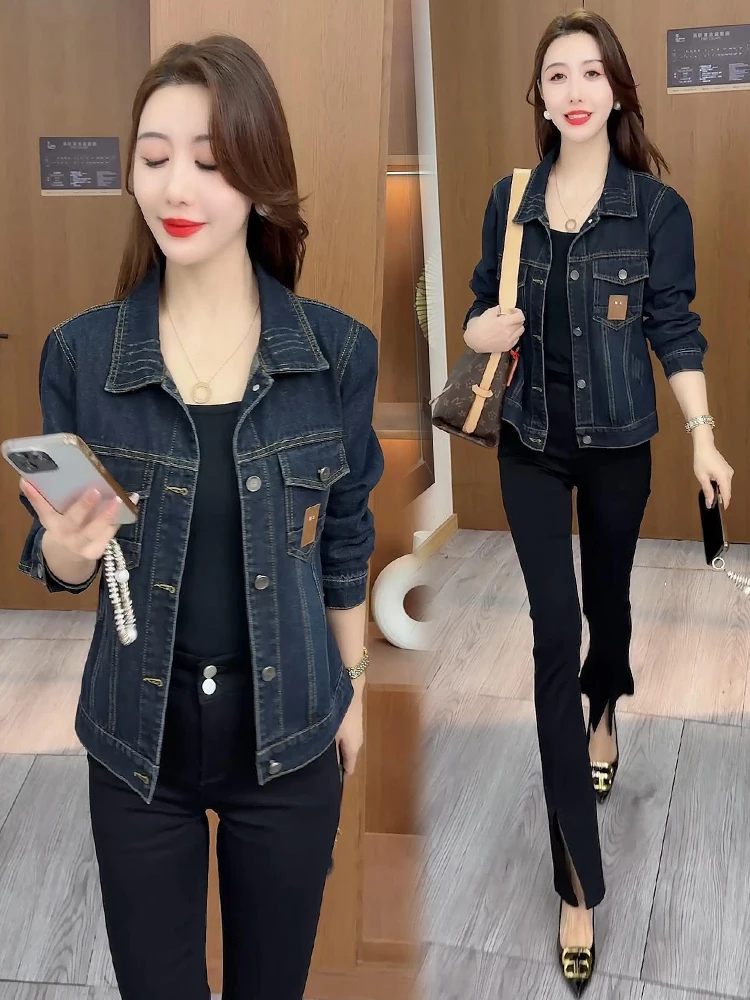 

Slimming Cotton Blend Denim Short Jacket Women's Fashionable Vintage Spring New Style Street Style Jacket Top