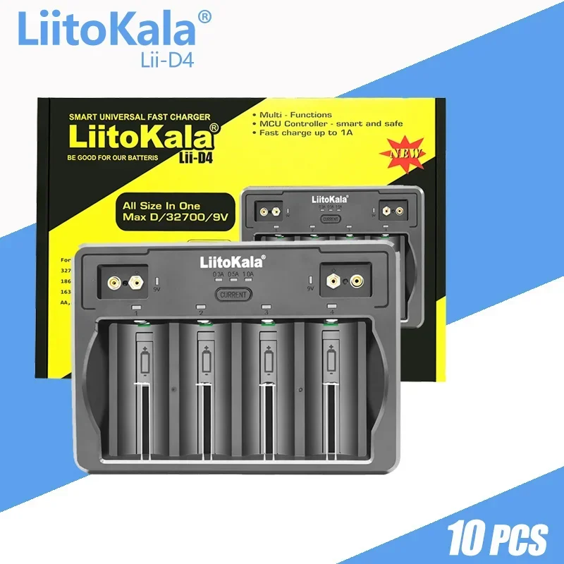 LiitoKala Lii-D4XL/Lii-D4 21700 Battery Charger For 18650 18350 26650 16340 3.7v 1.2V Ni-MH/Cd,AA AAA SC D Battery Charger