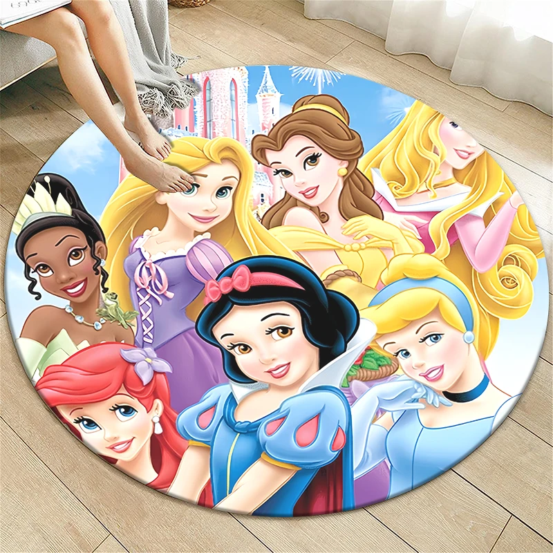 MINISO Fairy princesses HD Printed Circular Carpet, Bedroom Decorative Carpet Living Room Bathroom Picnic Camping Non-slip Mat