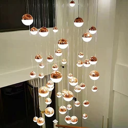 Nordic loft apartment ball ceiling ceiling chandelier duplex living room simple duplex loft villa light luxury stairwell lamp