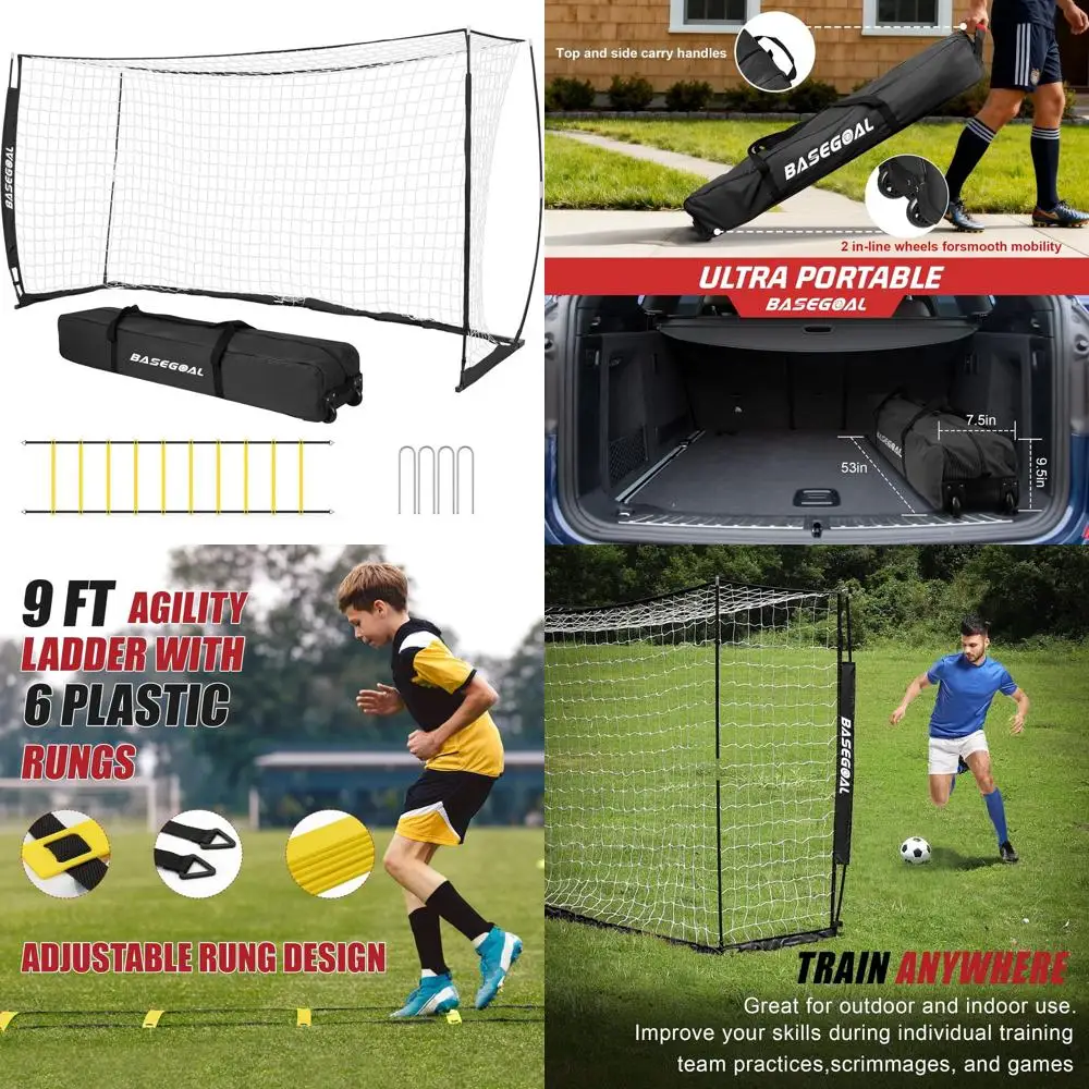 

Портативный футбольный набор с разборной подставкой и лестницей для отработки ловкости для игр на заднем дворе