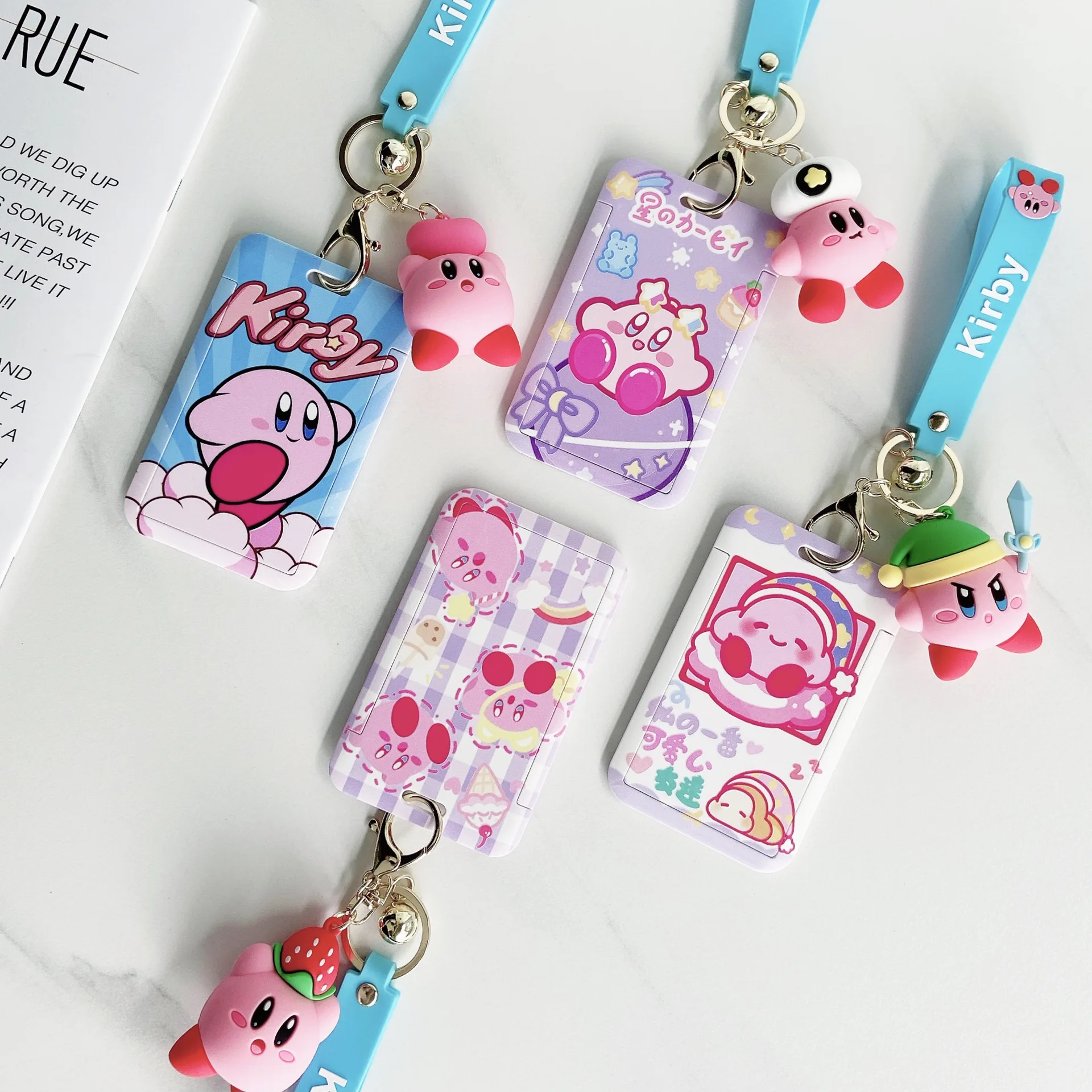 Cartoon Anime  Star Kirby Kawaii Card Sleeve Kirby Doll Keychain Creative Subway Campus Bus Card Protective Case Pouch Gift Toys