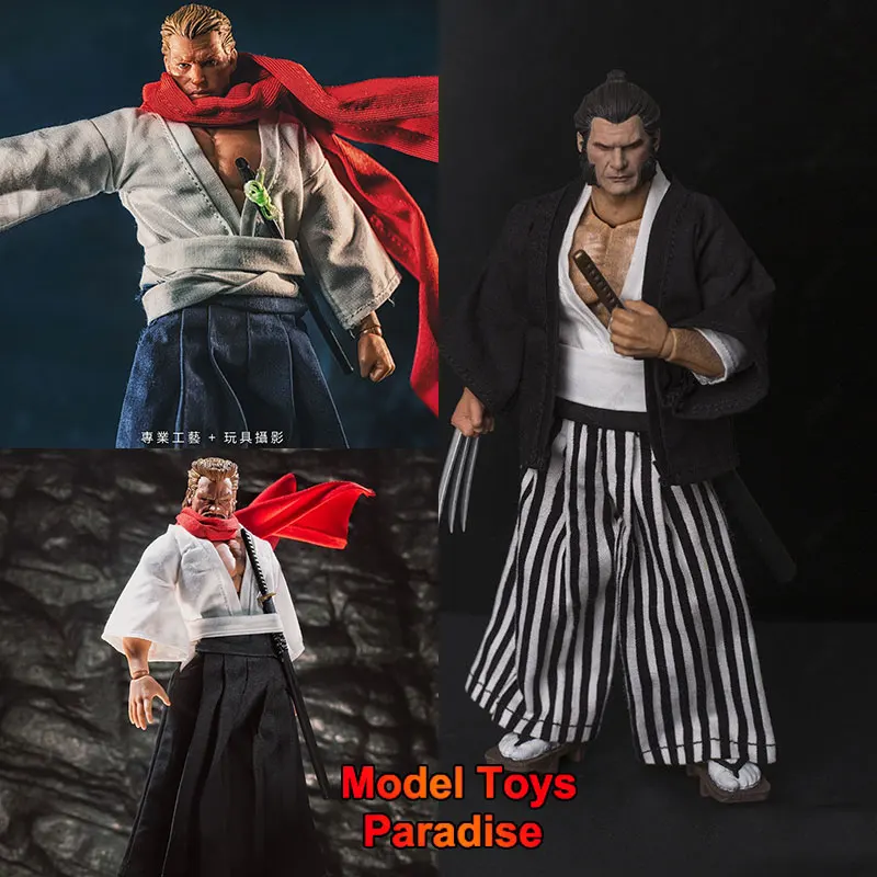 1/12 Man Soldier Retro Wide Sleeve Samurai Tops Pants Wolverine Clothes Fit 6inch vtoys Action Figure Model