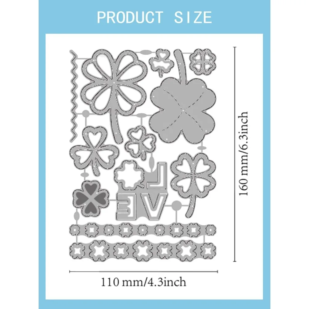 1 Stück St. Patrick's Day Kleeblatt DIY Prägeschablone Klee Kohlenstoffstahl Stanzformen Schablonen Prägeordner für DIY