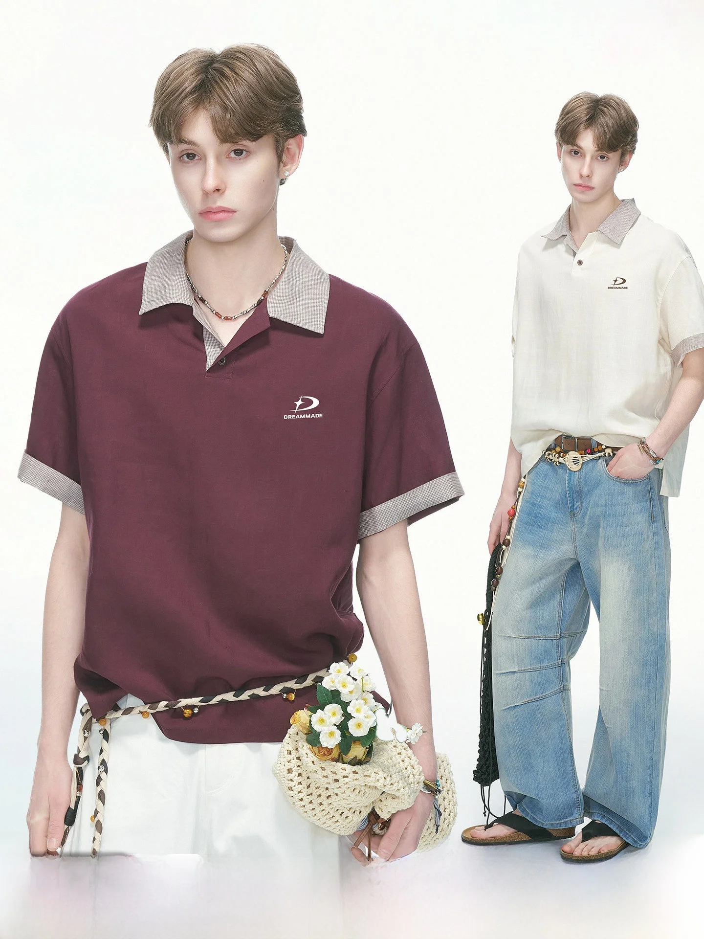 Dream Made Men's Summer Thin Linen  Shirt Short Sleeve T-Shirt Breathable Comfortable Youth Fashion Casual Commute Style