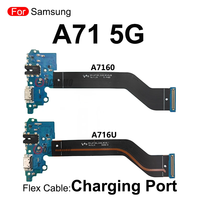 Para Samsung Galaxy A71 5G A716U A7160 Porta do carregador de carga USB com fone de ouvido Jack Flex Cable Peças de reposição