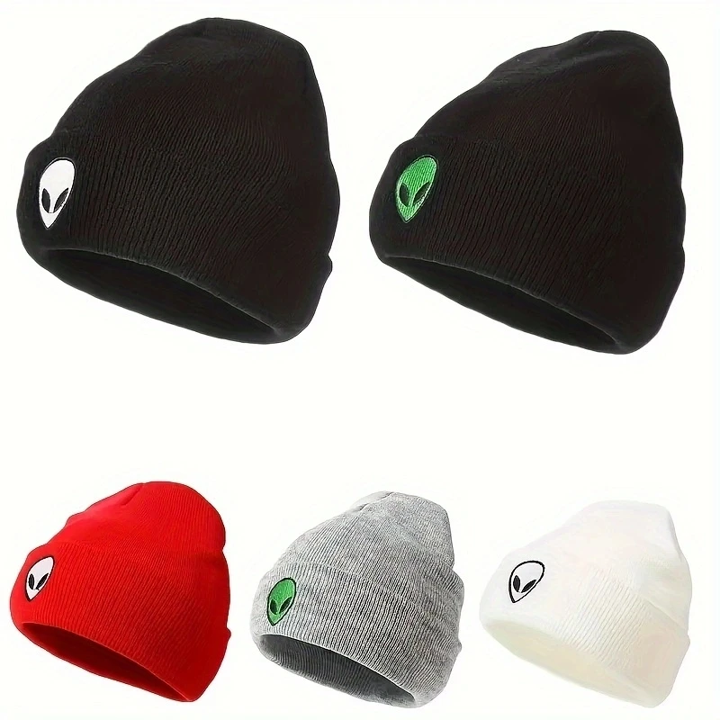 Ski Caps Y2K wind embroidered alien knit hat outdoor cold casual winter warm cold hat suitable for daily commuting