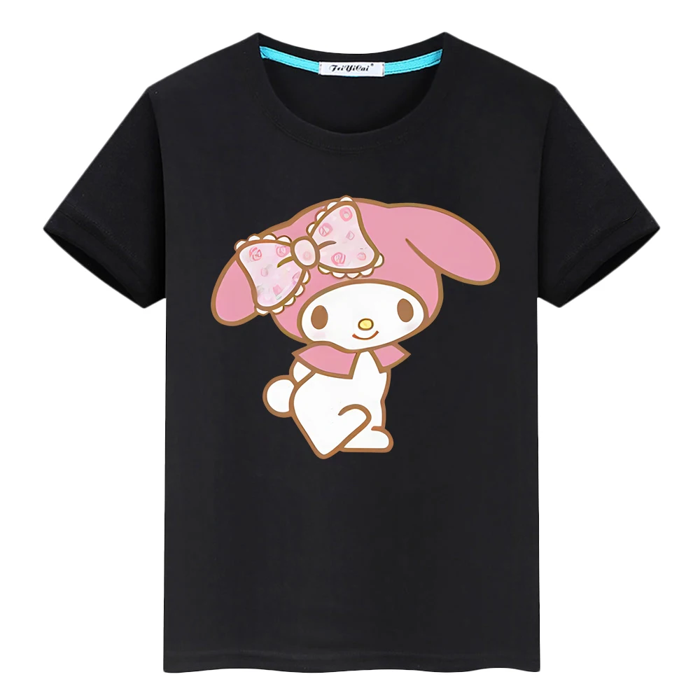 

Sanrio Kawaii 100% хлопковая короткая футболка для мальчиков одежда Аниме футболки гордость футболка Симпатичные топы с принтом мелодии y2k цельнокроеная детская одежда для девочек