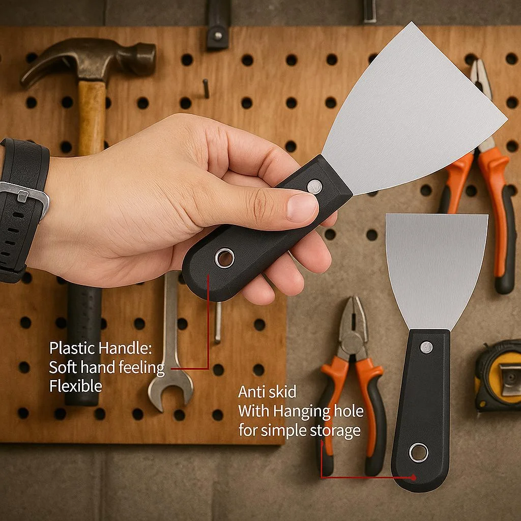 Ensemble de couteaux à mastic en acier inoxydable, Kit d'outils de grattoir Flexible pour cloisons sèches pour la réparation murale, outils de peinture, poignée souple 7 pièces
