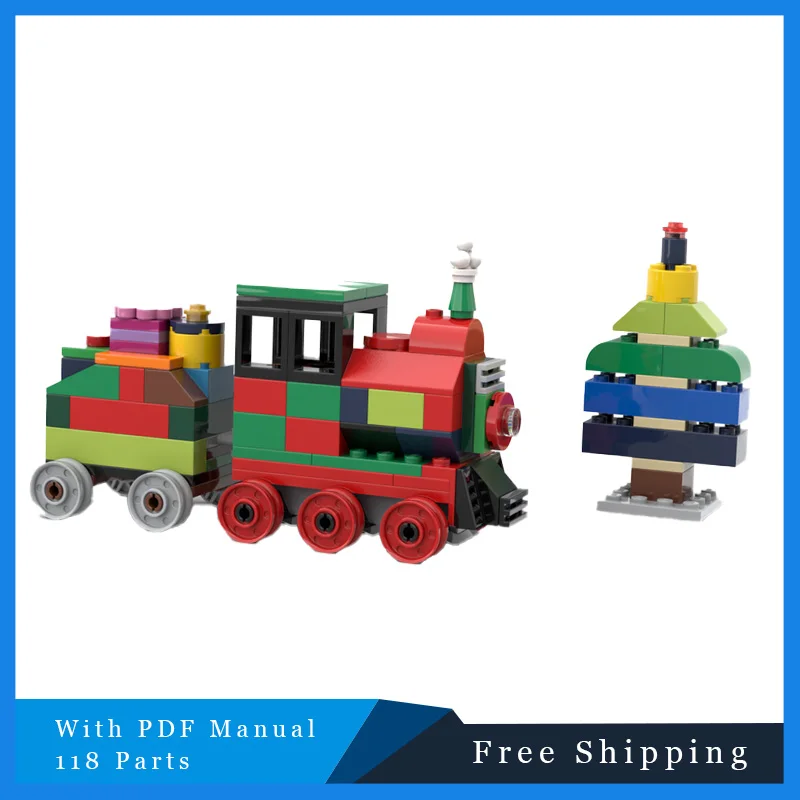 

118 шт. MOC строительный блок, креативная зимняя рождественская мини-модель поезда, обучающая игрушка «сделай сам», для детей, праздничные подарки