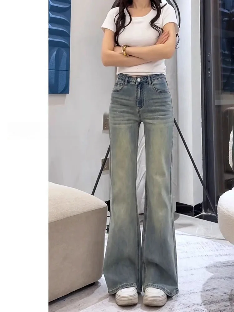 Plus size fce forrado micro queimado jeans feminino outono inverno cintura alta elástica magro perna reta calças casco