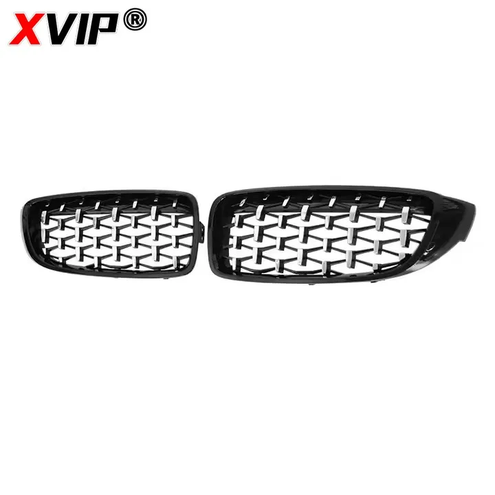 XVIP Diamonds Style Front Bumper Racing Grill For BMW 4 Series F32 F33 F36 M3 F80 M4 F82 12-19 Dual-Slat Gloss Black Accessories
